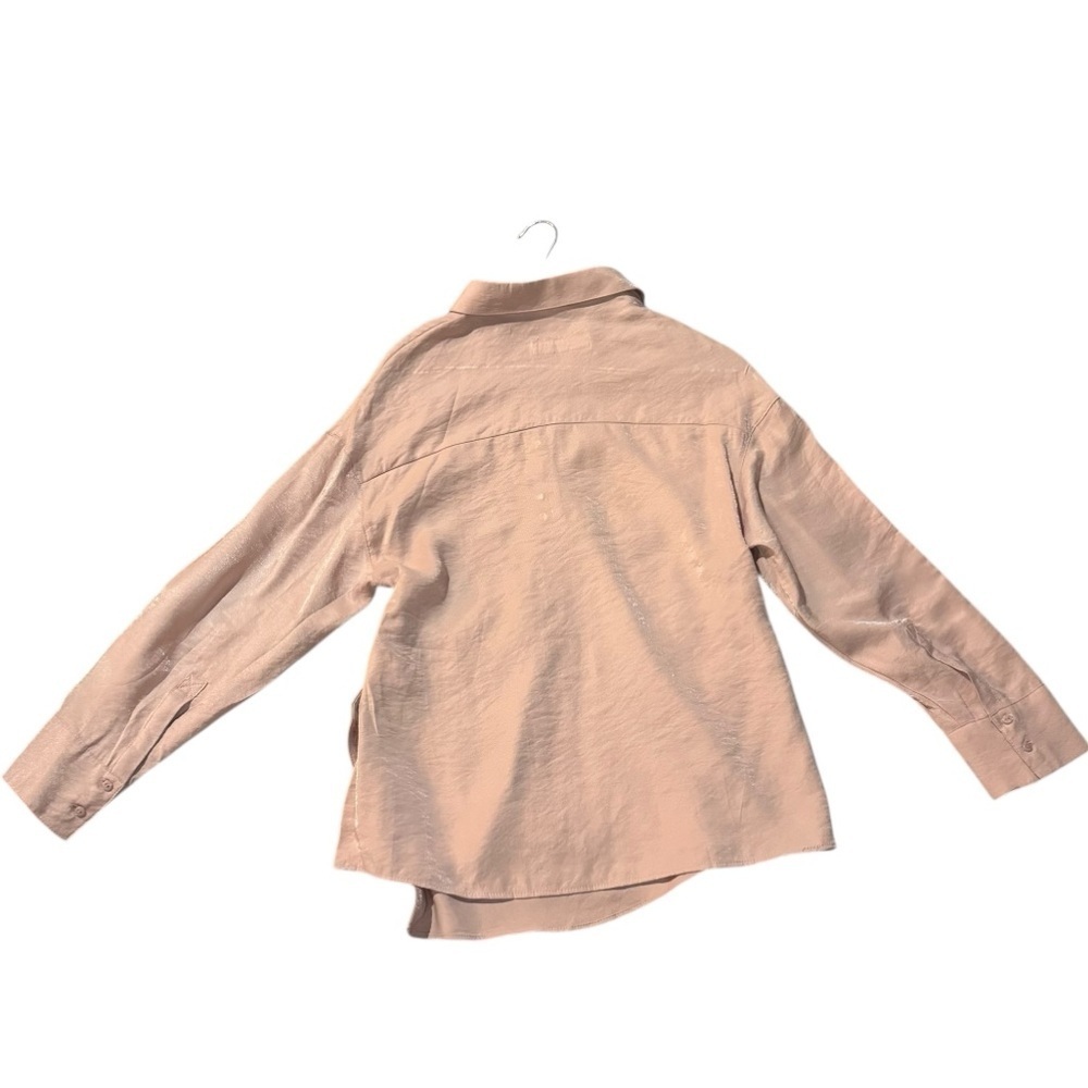 New Zara Kids 11-12 Light Pink Wrap Asymmetrical Button-Down Dress Shirt - Picture 7 of 7